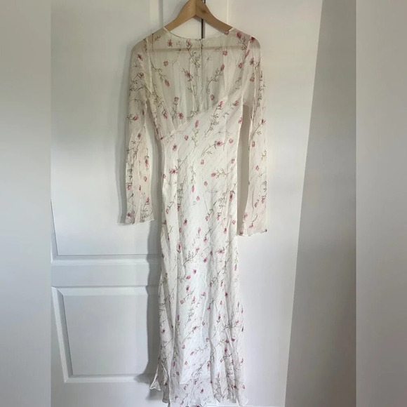 NEW LoveShackFancy Dalila Dainty Floral Maxi Dress Azalea Pink Chiffon | size 2 - Picture 11 of 12